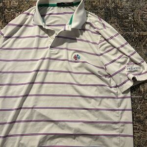 RLX Ralph Lauren White and Purple Striped Polo Shirt
